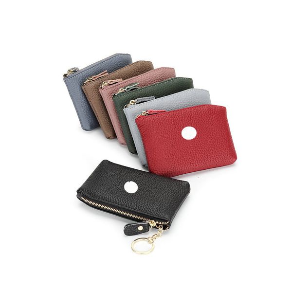 

lul designer key pouch fashion cow leather purse keyrings mini wallets coin credit card holder 5 colors keychain, Brown;gray