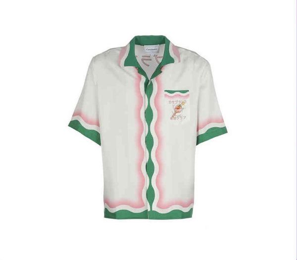 

2022 men women designer shirt summer casual silk shirts beach 3500170, White;black
