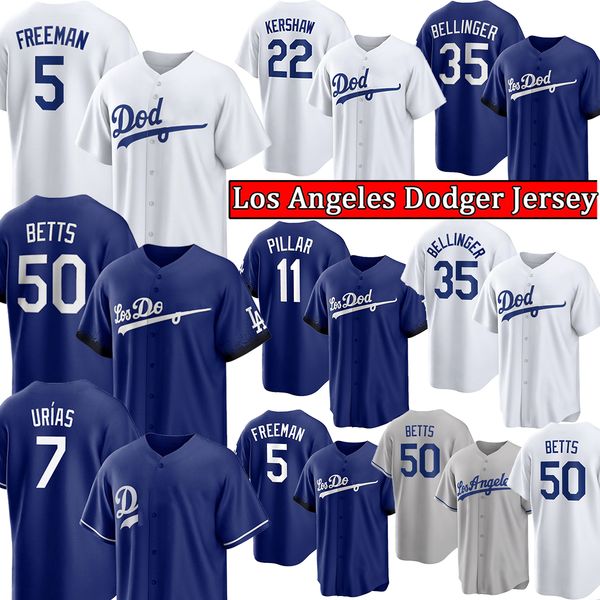 

2023 custom 50 mookie betts''dodgers" jersey 5 freddie an clayton kershaw james outman julio urias will smith justin turner j, Blue;black