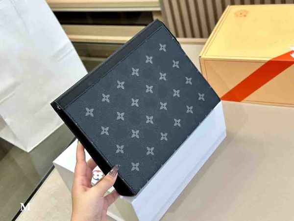 

luxury pochette voyage wallet briefcase letter flower designer black lattice viutonit mens clutch bag women wallets handbag