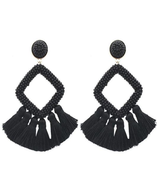 

bohemian beaded earrings handmade seed beads tassel drop for women statement jewelry big brincos 2021 earings whole dangle c1095916, Silver