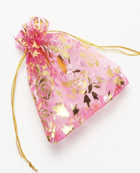 

pink rose 4 sizes organza jewelry gift pouch drawstring bags candy bag sell4335617, Pink;blue