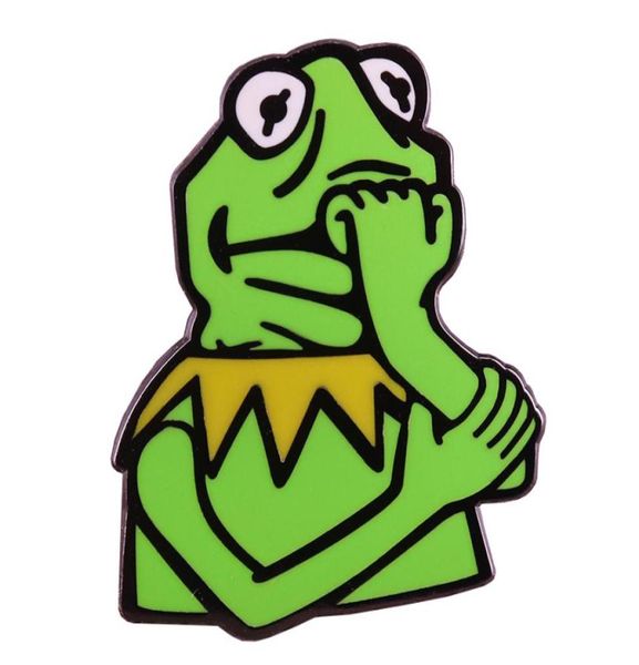 

anxious kermit badge preparing myself enamel pin funny muppet accessory7458790, Blue