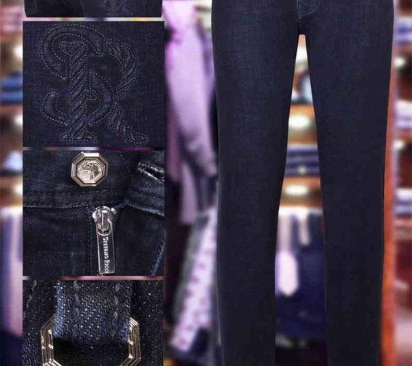 

billionaire jeans cowhide winter thick men new cotton fashion zipper embroidery big size 3140 shippng 2103313262657, Blue