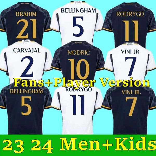 

22 23 24 fans player version soccer jerseys benzema rodrgo bellingham joselu 2024 vini jr football shirt real madrids camiseta de futbol men, White;black