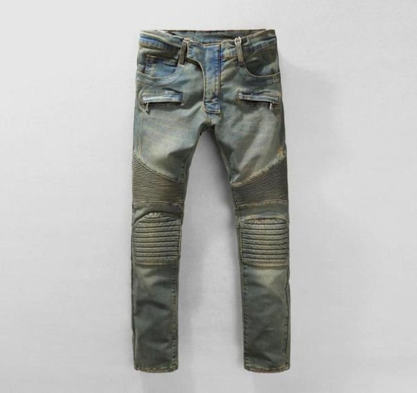 

men ripped motorbiker jeans fashion hip hop skinny light blue west designer brand streetwear swag pants5165632