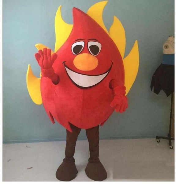 

2023 factory red big fire mascot costume for to wear, Red;yellow