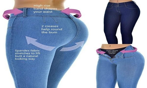 

ermonn women jeans high waist trousers woman high elastic plus size women danim jeans femme washed casual skinny pencil pants7465710, Blue