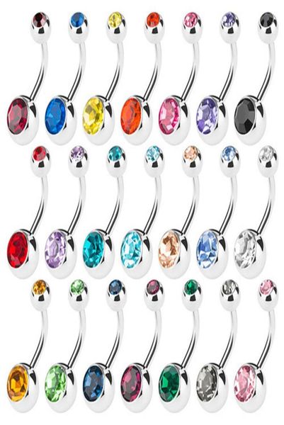 

new silver stainless steel belly button rings navel rings crystal rhinestone body piercing bars jewlery for womens bikini fashion 5422252