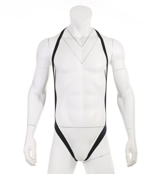 

gay men039s open butt bodysuit body shaper lingerie leotard hollow out strap jumpsuit jockstrap mankini halter wrestling e9058616, Black;brown