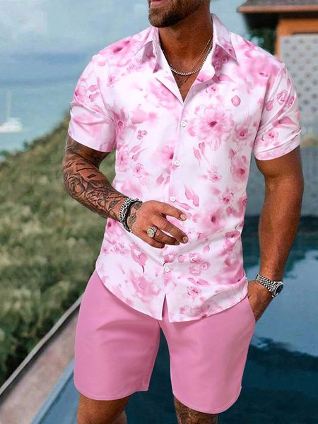 

men's clothing men floral shirt shorts, White;black