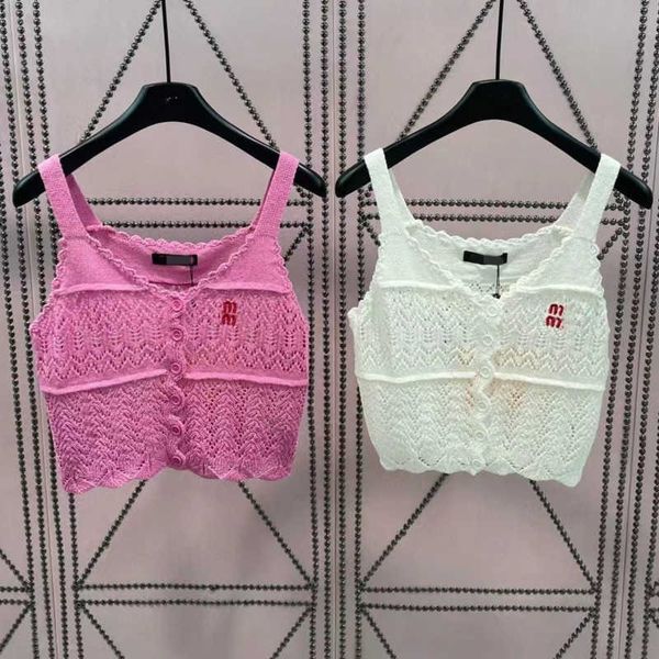 

womens designer vest 23ss new letter embroidery logo knitted tank comfortable soft camisole summer cardigan knit coat, White