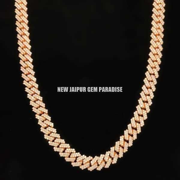 

10mm vvs moissanite diamond miami cuban chain with 14k rose gold finished in sterling silver 925 18 - 26'' pass the diamond