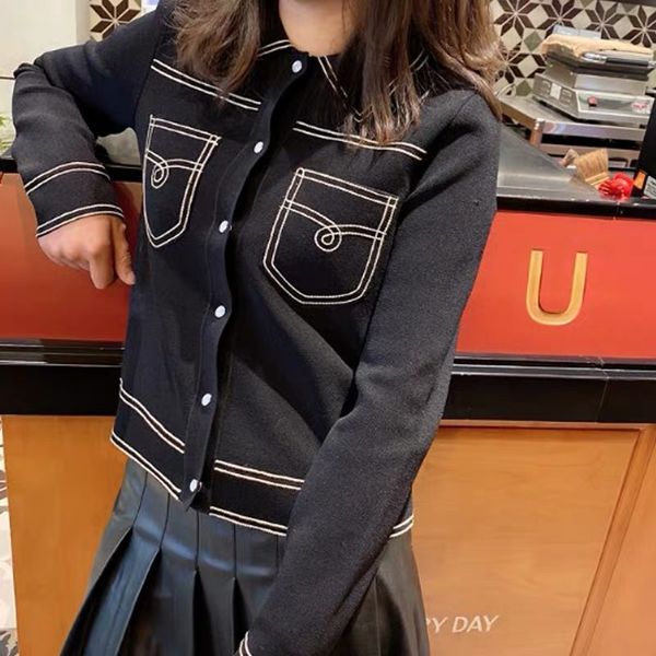 

women's jackets authentic sandro polo neck contrast knitted sweater, Black;brown