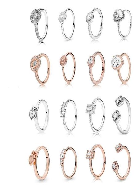 

cluster rings high-quality 925 silver rose gold love knot charm, fairy-tale light, heart-shaped ring, original jewelry for ladies3254254, Golden;silver