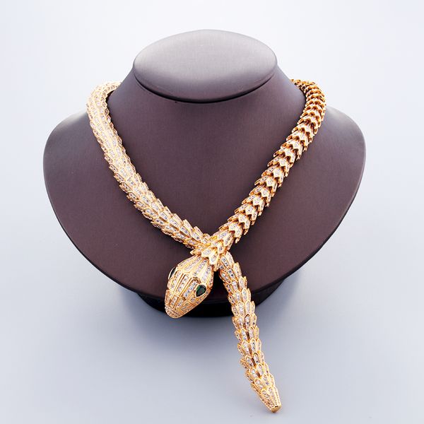 

luxury gold sliver wide snake choker pendants long necklaces for women trendy set luxury designer men jewelry party christmas wedding gifts, Golden;silver