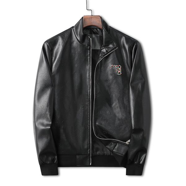 

men's leather fashion slim-fit leather leather v9, Black
