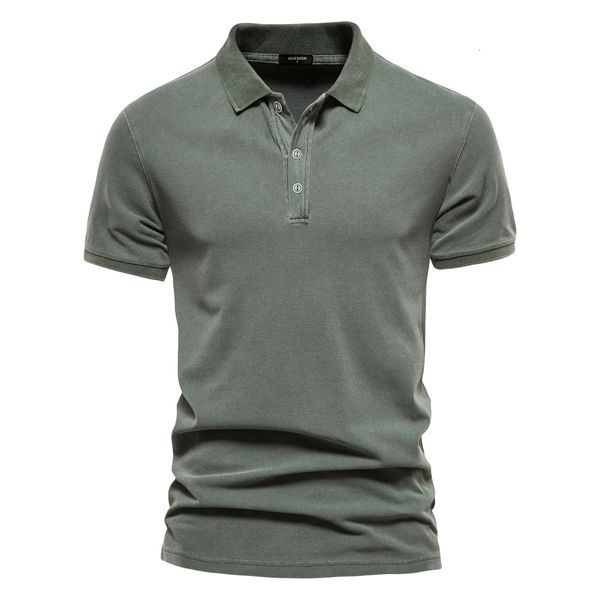 

men s polos aiopeon 100 cotton solid color polo shirts casual short sleeve turndown fashion streetwear for men 230721, White;black