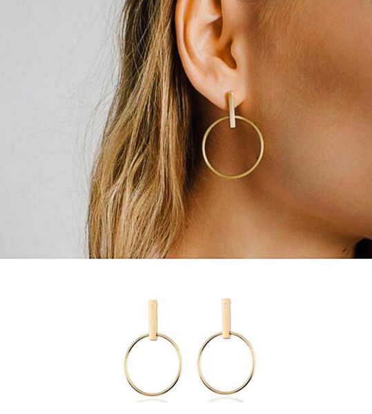 

gold color geometric circle round hoop earrings for women brincos 2019 steampunk style women party jewelry accessories9982305, Golden;silver