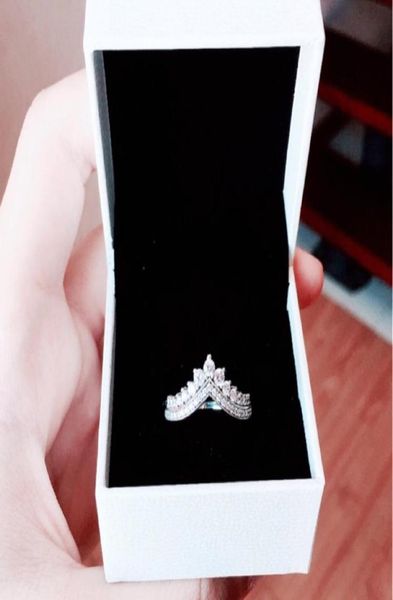 

arrival women princess crown rings with original gift box for p 925 sterling silver cz diamond ring set1300074, Slivery;golden