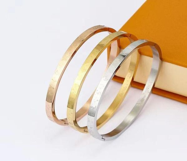

3 color bangle european and american classic simple thin flower whole gold rose sliver bracelet1710489, Black