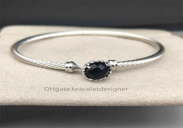 

prong dy ins love bangle personality designer simple bracelets 18k copper gold setting cable series white women inlaid bracelet si2363466, Black