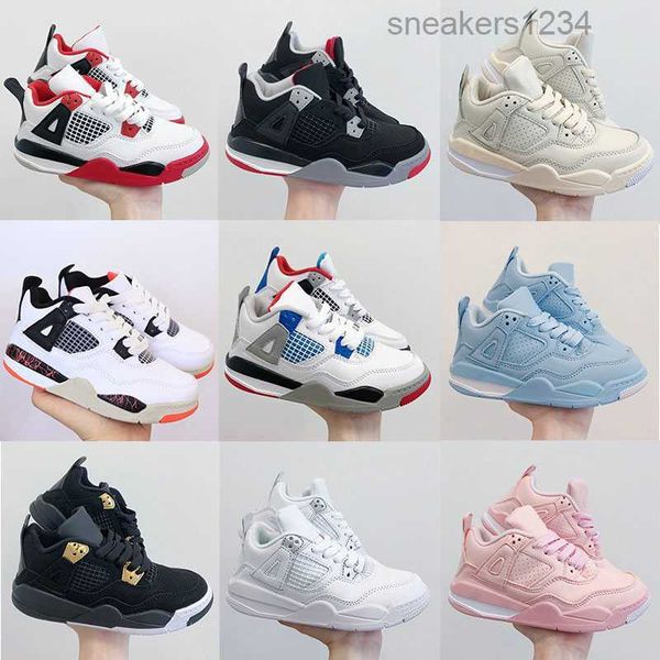 

new jumpman 4 kids basketball shoes bred children outdoor sports shoes gym red chicago 4s black cat blue athletic boy girls sneakers 26-35