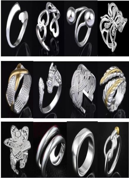 

jewelry factory beautiful mixed 50pcs charm 925 silver ring with side stones jewelry lowest fashion 13446034628