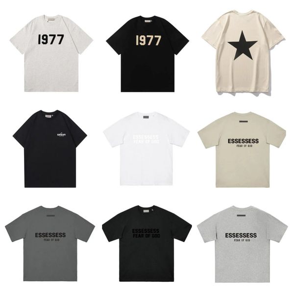 

craftsmanship ess men women fashion designer t-shirt mens t-shirts street casual fog short sleeve fg tees 1977-cotton stereo printing polos, White;black