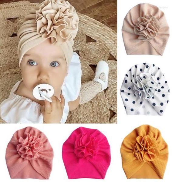 

hats baby girl fashion floral knotted turban 03y born infant toddler casual solid cap soft cotton beanie kids accessories1863063, Yellow