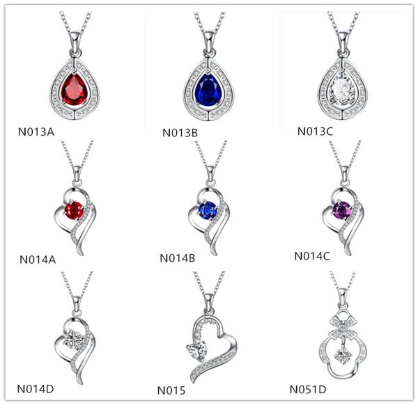 

mix order fashion women039s gemstone 925 silver plated necklace pendants 10 pieces mixed stylewhole sterling silver pendan1992428