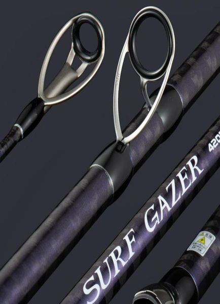 

lurekiller brand fuji guides surf gazer surfcasting rod 42m 3 sections sinker 100300g bx high carbon long cast rod1384444