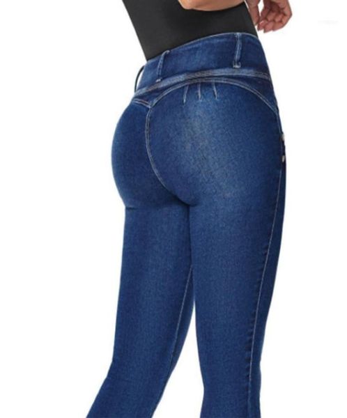 

women039s jeans women casual high waist skinny bulifting elastic bodycon pencil push up hip cotton ladies femme denim pant4112891, Blue