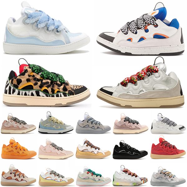 

luxury women men lanvines designer shoes laceup extraordinary embossed sneakers leather curb white ivory calfskin rubber nappa beige light b, Black
