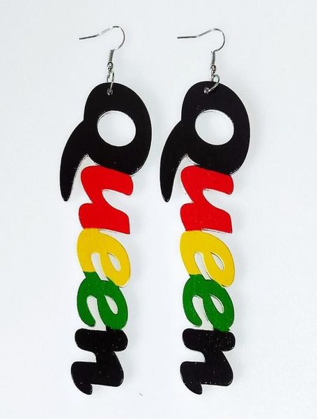 

queen dangle earrings wood africa hollow out letters colorful earring vintage party african afro jewelry wooden diy club gift8155327, Silver