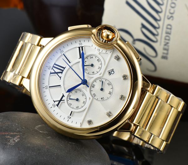 

luxurious mens watches full stainless steel strap quartz movement rose gold watch sports wristwatches montre de luxe, Slivery;brown