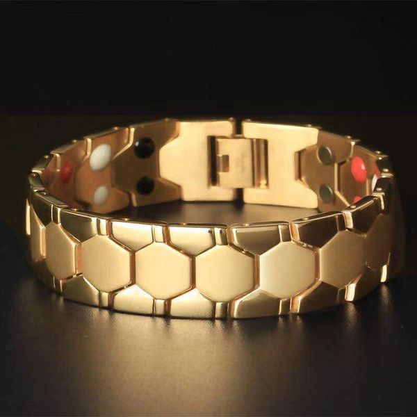 

amazon sells men's spherical hexagonal bracelet magnet 4-in-1 wide edition bracelet, Black