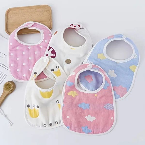 

ushaped petal sixlayer cotton gauze cartoon mother and baby suppliesbaby bibzz