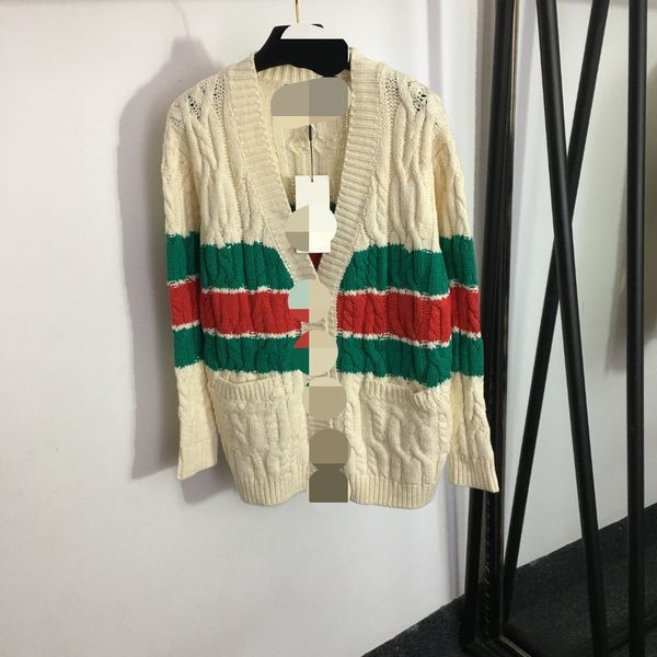 

716 2023 summer runway summer brand same style sweater striped long sleeve crew neck white cardigan fashion clothes womens, White;black