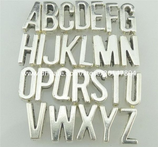 

2set52pcs spacer bead pendant alphabet letter for 6mm belt rope bracelet choker5746579, Silver