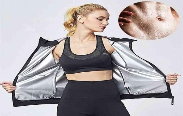 

women running female sauna suit set girl burn belly fat compression sweat t shirt suit slimming body shaper pants 2104022062030, Black;white