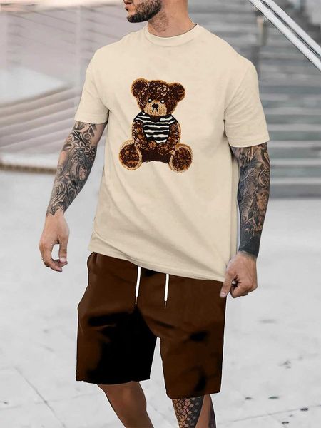 

men's clothing hypemode men bear drawstring waist shorts, White;black