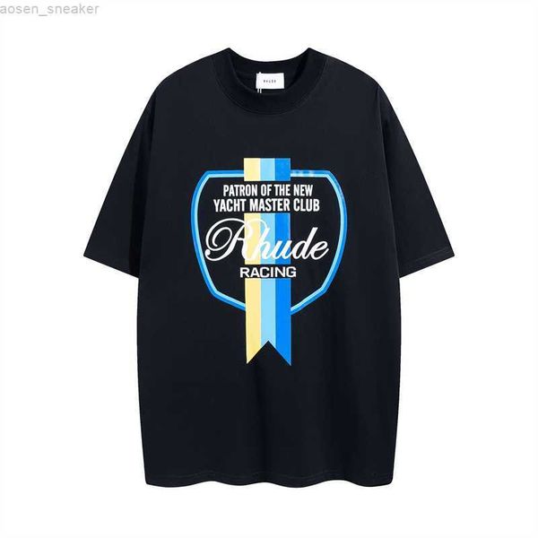 

summer new rhude racing t-shirt men women vintage t shirt rhude tee, White;black