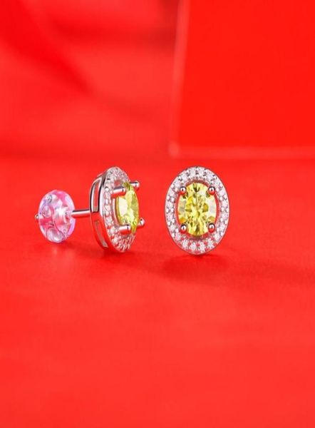 

stud s925 sterling silver earrings moissanite gold round bag passed diamond test fashion sweet jewelry gift3152831, Golden;silver