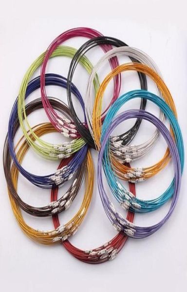

100pcslot mix color 18inch stainless steel necklace cord wire for diy craft jewelry findings components w75705584, White;red