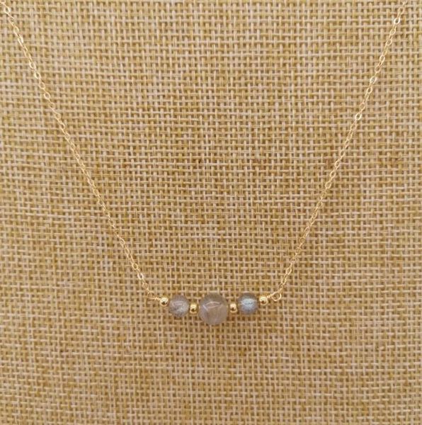 

labradorite moonstone necklace round natural stone 14k gold filled choker charms pendants boho women gift collier femme chains2920698, Silver