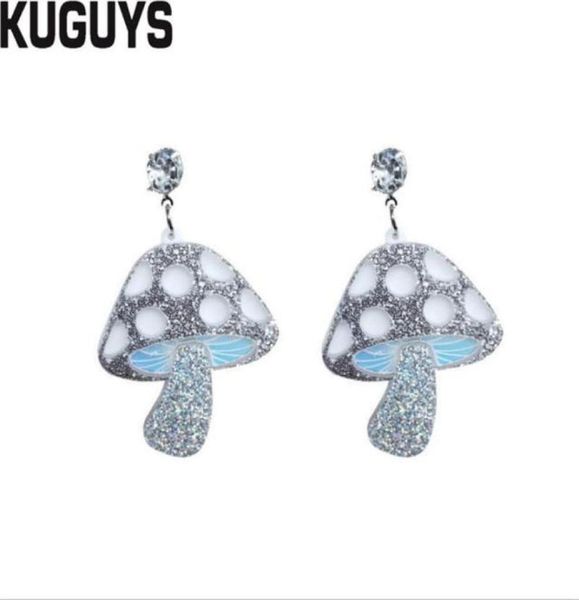 

new fashion jewelry flash mushroom earrings are a gift of fashion accessories for women with acrylic food drop earrings55494318445194, Silver