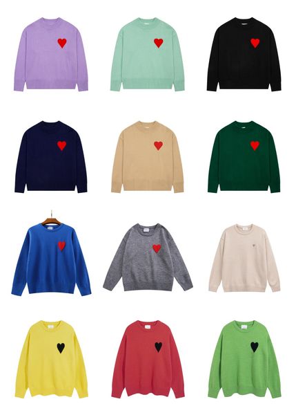 

fashion hoodie male designers amisparis hooded highs quality sweater embroidered red love round neck jumper couple sweatshirts aa, White;black
