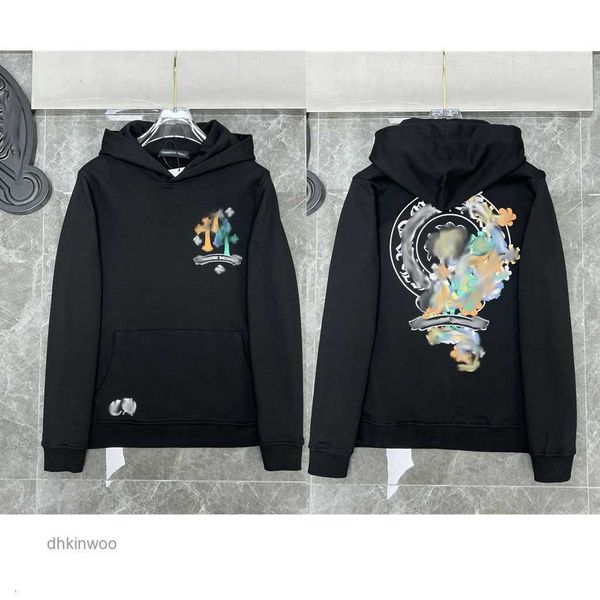 

classic fashion luxury mens zipper ch hoodies designer horseshoe sanskrit cross print pullover hooded coat jacket sweatshirts sweater, Black