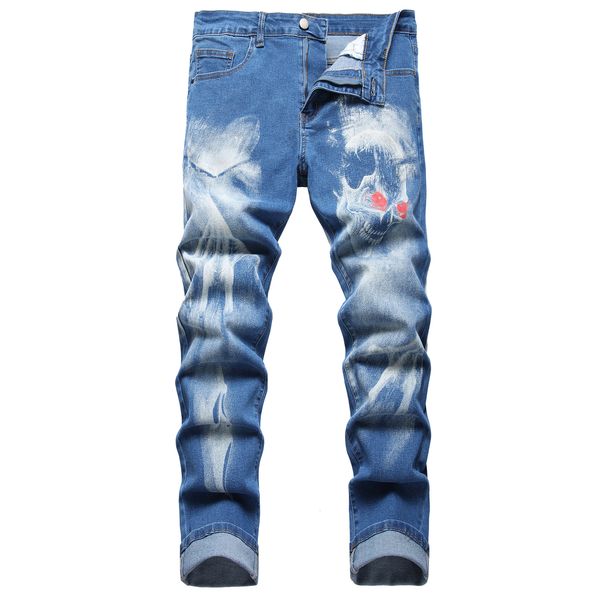 

mens jeans printed jeans 9152 230721, Blue